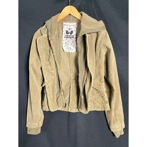Nick & Mo Vintage Olive Green Corduroy Hooded Full Zip Blazer Jacket - Size M